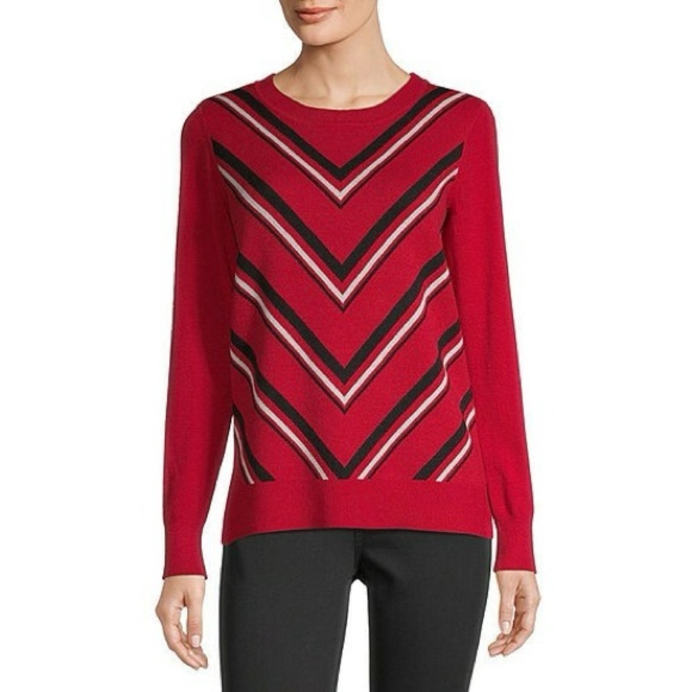 NEW Liz Claiborne Women’s Plus Size Sweater Red Chevron Size 1X